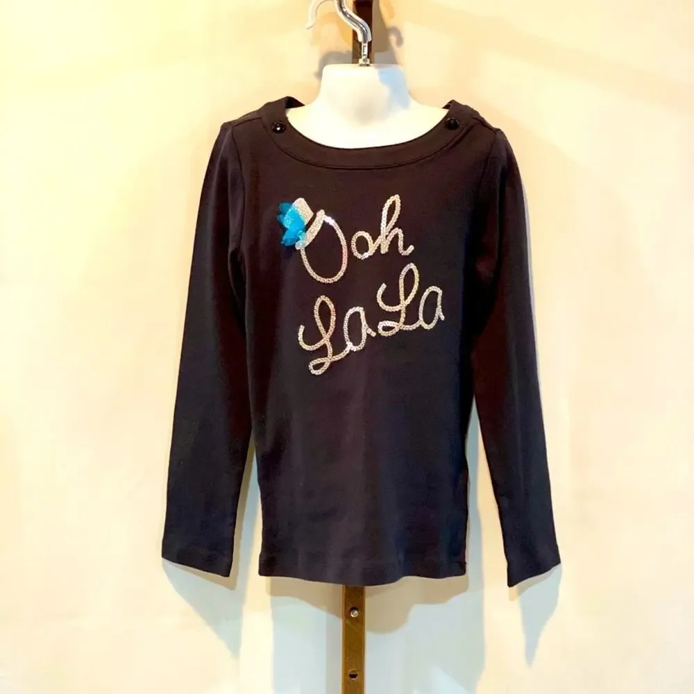 Gymboree navy blue long sleeve Ooh LaLa top casual little girl's SZ 7